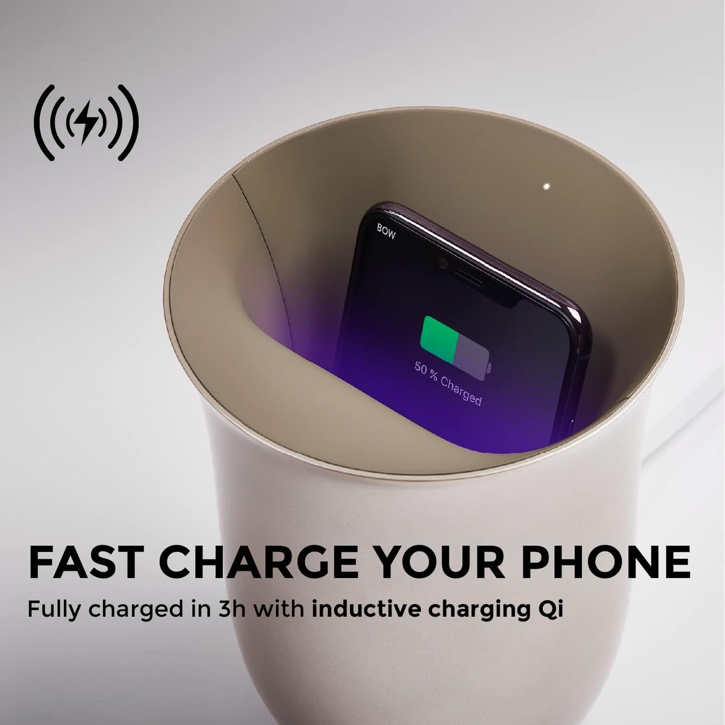 OBLIO QI Wireless Charger and Phone Sanitizer, UV Disinfection Light and Fast Charging Station 10W, Black