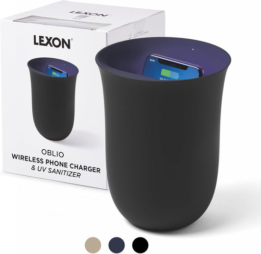 OBLIO QI Wireless Charger and Phone Sanitizer, UV Disinfection Light and Fast Charging Station 10W, Black