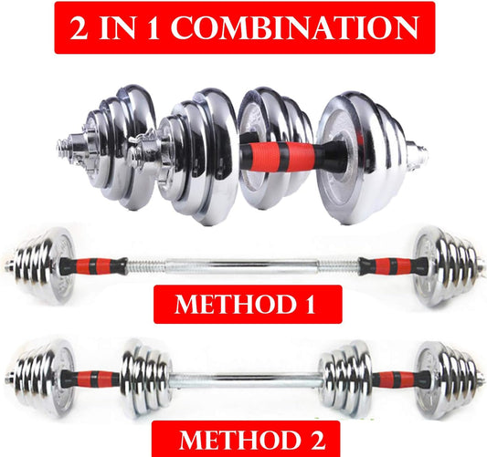 Cast Iron Adjustable Dumbbell Barbell Set (110LB/66LB/44LB), Weight with Connecting Rod 2 in 1 Home Body Workout Exercise Equipment for Men and Woman…