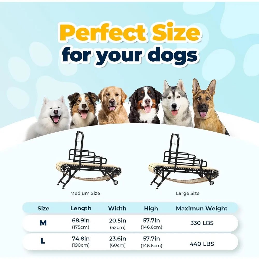 75" Large Dog Treadmill for Dogs, 4 Level Adjustable Ramp Canine Slat Mill for Dog, Easy to Move Doggy Treadmill for Indoor